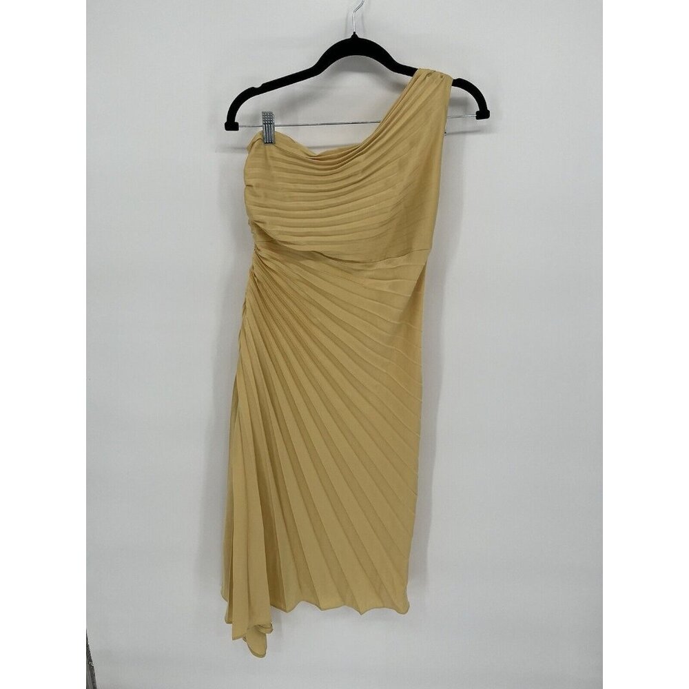 NWT Banana Republic One Shoulder Sunburst Pleated Midi Dress Size 0 *Small Stain